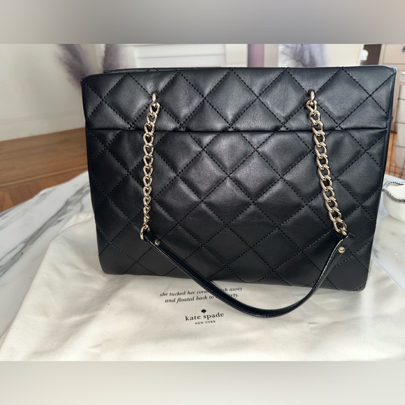 KATE SPADE BLACK QUILTED TOTE - Picture 2 of 3